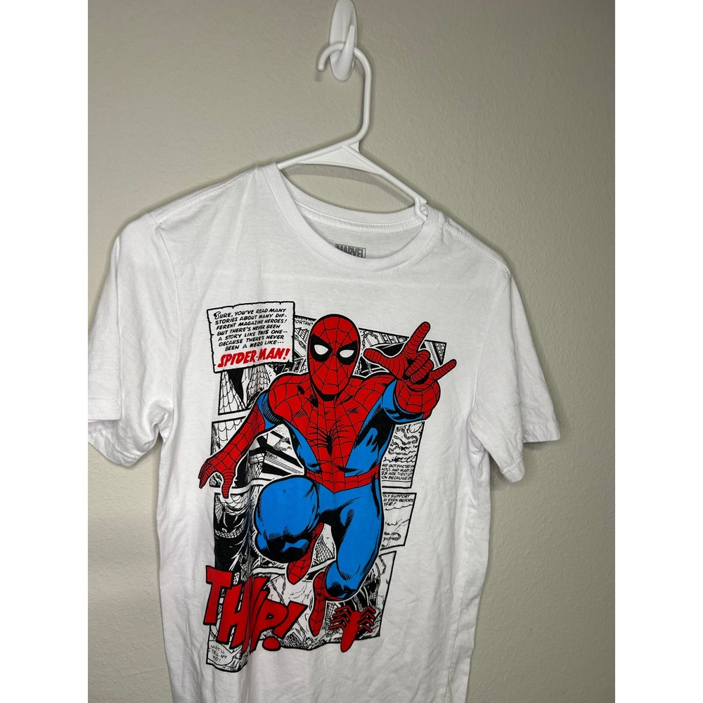 Kids Marvel Spider-Man Comic Graphic T-Shirt White XL Comic Book Tee